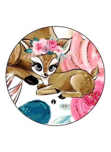 Deer Printed Fridge Magnet Brown/Pink/Blue 5.5cm