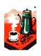 Coffee Themed Metallic Plate Red/Green/White 20x15cm