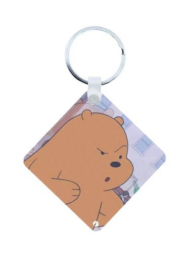 We Bare Bear Printed Keychain Brown/Pink