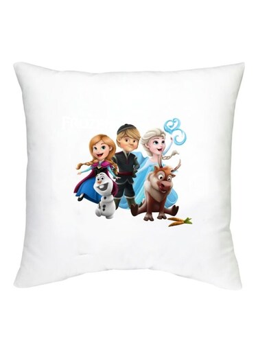 Frozen Character Printed Decorative Cushion White/Brown/Blue 16x16inch