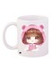 Cartoon Girl Themed Coffee Mug White/Pink/Brown 11ounce