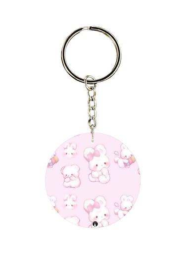 Teddy Bear Printed Double Sided Keychain