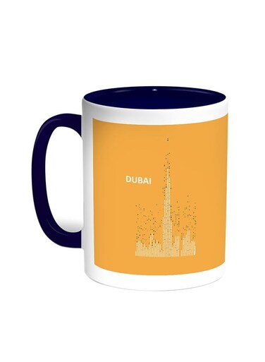 Abstract Drawing - Dubai Towers Printed Coffee Mug Blue/White 11ounce
