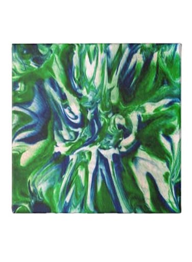 Drawing Abstract Pattern Hidden Frame Canvas Wall Painting Green/Blue/White 50 x 50cm