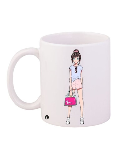 Girl Printed Coffee Mug White/Pink/Blue 11ounce