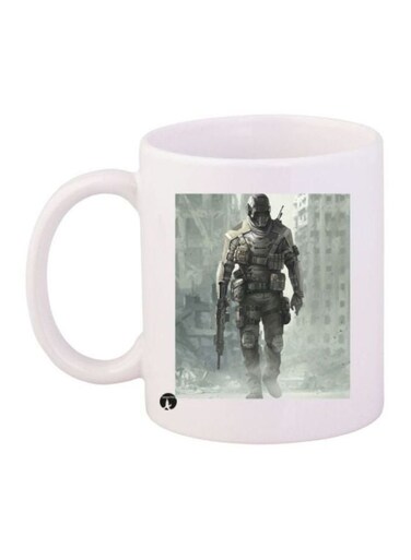 Soldier Printed Coffee Mug White/Grey