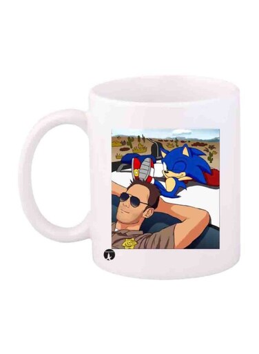 Game Sonic Character Printed Mug White/Blue/Brown Standard Size