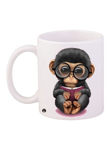 Monkey Printed Coffee Mug White/Grey/Brown