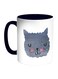Happy Cat Printed Coffee Mug Dark Blue/White/Grey 325ml
