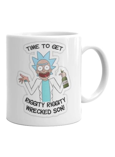 Rick And Morty Cartoon Printed Mug White/Blue/Black Standard