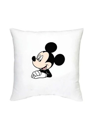 Mickey Mouse Printed Decorative Cushion White/Black/Beige 16x16inch