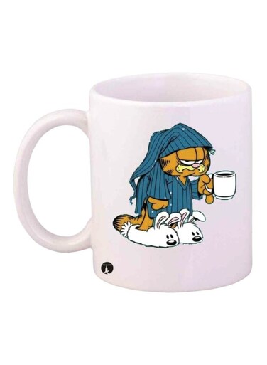 Garfield Printed Mug White/Blue/Yellow Standard Size