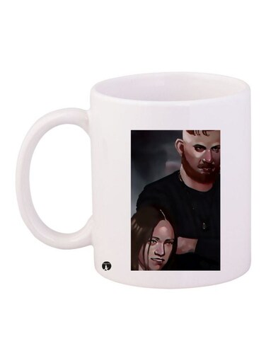 Cartoon Printed Coffee Mug White/Black/Brown 11ounce