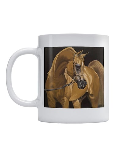 Horse Printed Mug White/Brown/Black 350ml