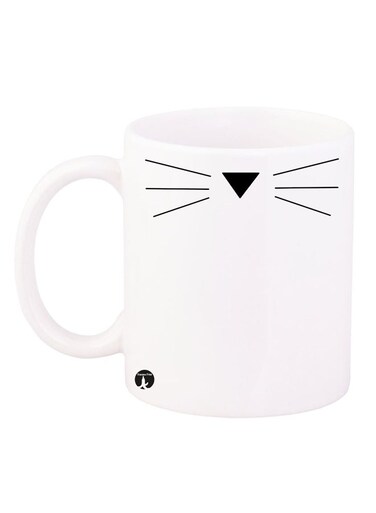Cat Whiskers Printed Coffee Mug White/Black 11ounce