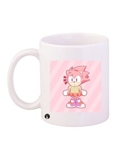 Sonic Printed Coffee Mug White/Pink/Yellow