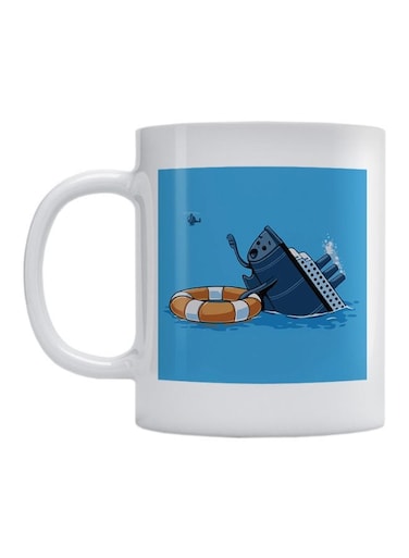 Titanic Printed Mug White/Blue/Orange