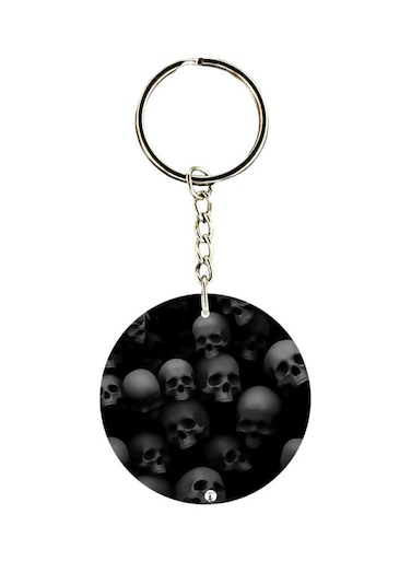 Skull Printed Double Sided Keychain