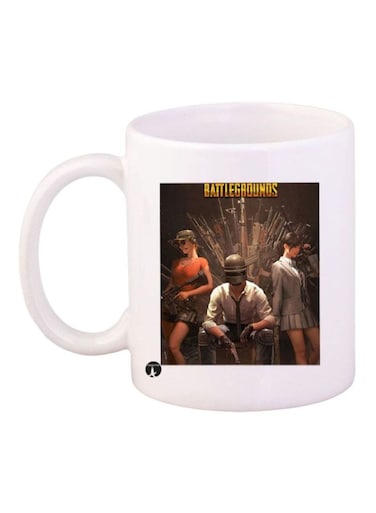 PUBG Printed Coffee Mug White/Brown Standard Size