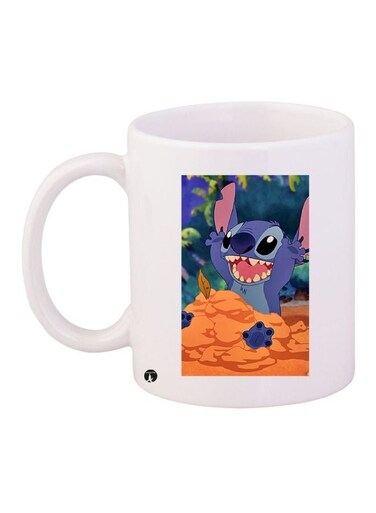 Cartoon Printed Coffee Mug White/Blue/Brown 11ounce