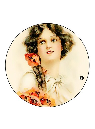 Vintage Art Printed Fridge Magnet Round Multicolour