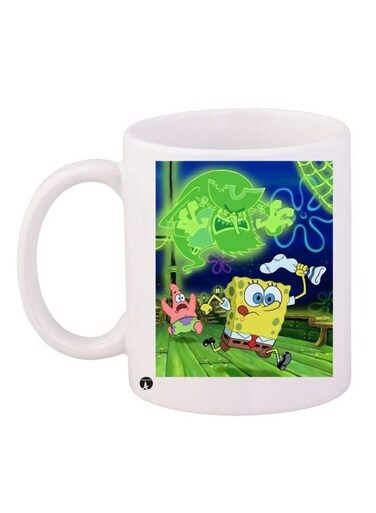 SpongeBob SquarePants Printed Coffee Mug White/Yellow/Green 11ounce