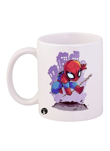 Spiderman Printed Mug White/Red/Purple 12ounce