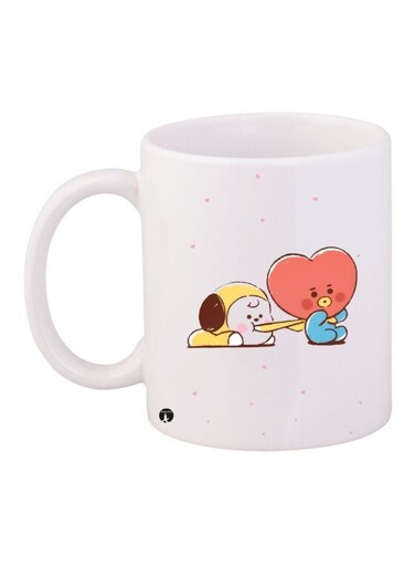 Cartoon Printed Coffee Mug White/Orange/Yellow 11ounce