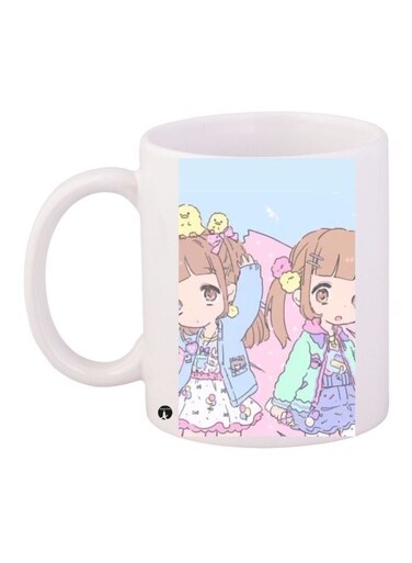 Cartoon Girls Printed Coffee Mug White/Blue/Pink