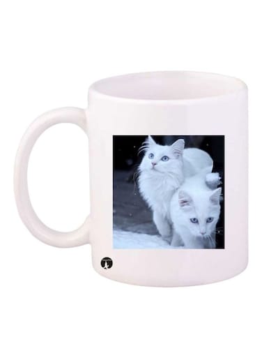Cats Printed Mug White/Black Standard Size