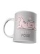 Kitty Pose Printed Mug Grey/Pink/White