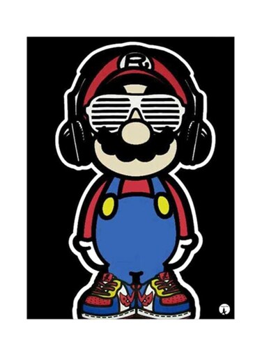 Super Mario Themed Metal Plate Poster Black/Blue/Red 15x20cm