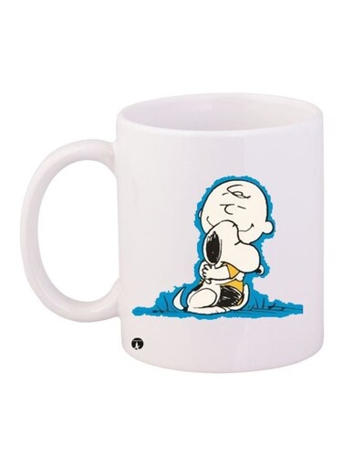 Cartoon Printed Coffee Mug White/Blue/Black 11ounce