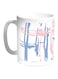 Fees Artistic Printed Coffee Mug White/Blue/Beige 11ounce