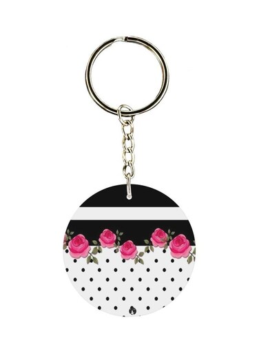 Flowers Printed Double Sided Keychain