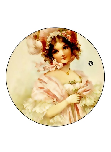 Woman Printed Fridge Magnet Round Multicolour