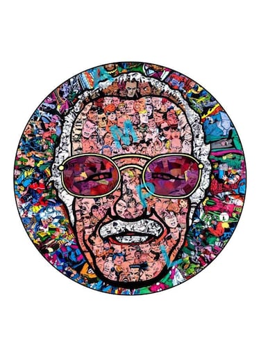 Stan Lee Printed Fridge Magnet Pink/Blue/Purple 5.5cm