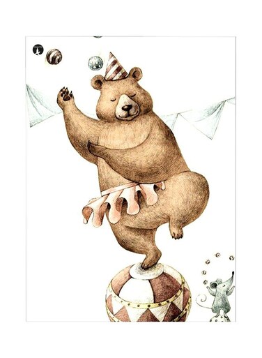 Bear Themed Metallic Plate White/Brown 20x15cm