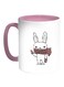 Cartoon Drawings - Rabbits Printed Coffee Mug White/Pink 11ounce