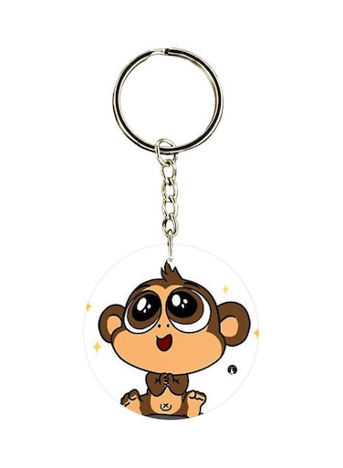 Cartoon Monkey Printed Double Sided Keychain