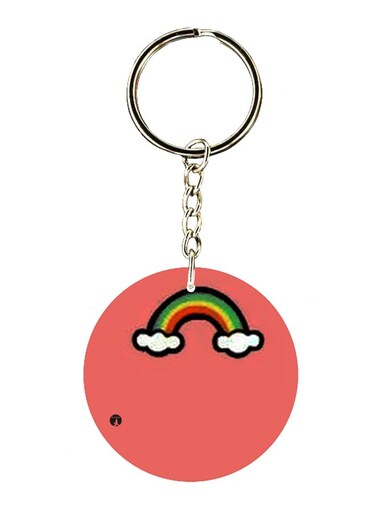Rainbow With Cloud Printed Keychain