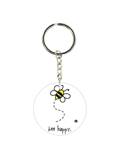 Bee Happy Printed Double Sided Keychain