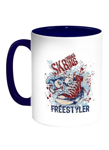 Sport Ski Shoe Printed Coffee Mug White/Blue 11ounce