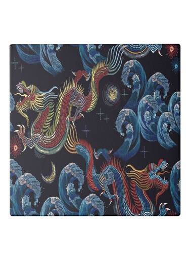 Chinese Dragon Themed Canvas Painting With Frame Blue/Red/Black 50x50cm