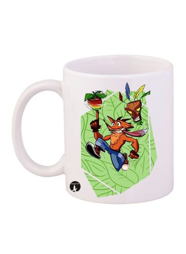 Video Game Crash Printed Mug White/Green/Orange 12ounce