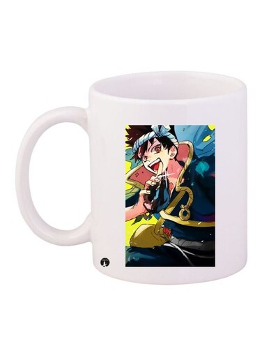 Cartoon Printed Coffee Mug White/Blue/Yellow 11ounce