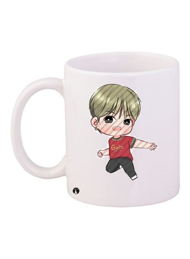 Cartoon Boy Printed Coffee Mug White/Beige/Red 11ounce