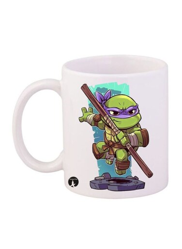 Ninja Turtles Printed Mug White/Green/Brown 12ounce
