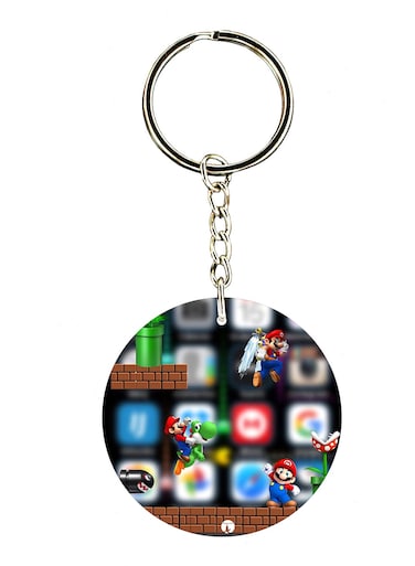 Double Side Super Mario Printed Keychain