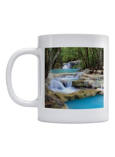 Waterfall Printed Coffee Mug White/Blue/Green 350ml